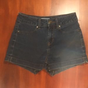 Shorts, dark wash, high rise